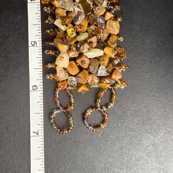 Handmade Artisan Bracelet Natural Stone Chunky Beaded Design Unique Earthy Tones - Picture 5 of 11